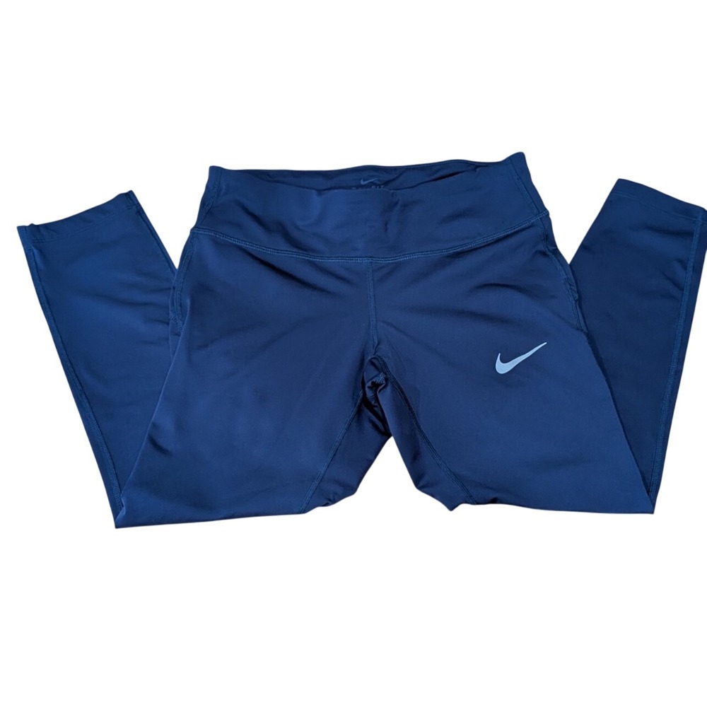Nike‎ Womens Dri-FIT Leggings S Crop Power Essential Navy Running Performance